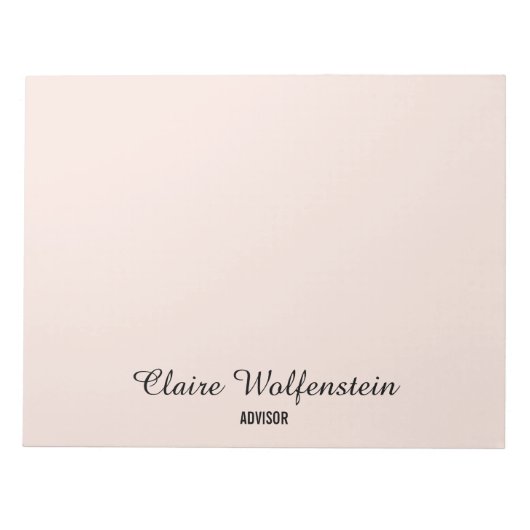 Elegant Eenvoudige Blush Roze Persoonlijke Script Notitieblok (Voorkant)