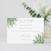 ELEGANT EENVOUDIGE EUCALYPTUS SILVER RSVP INVITATI KAART (Staand voorkant)