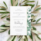 Elegant eenvoudige eucalyptusbruine moderne bruilo kaart