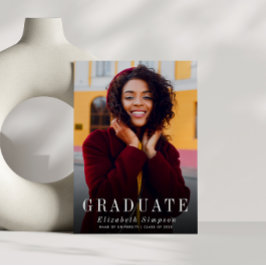 Elegant eenvoudige foto afstuderen aankondiging