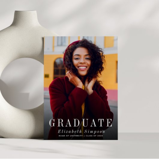 Elegant eenvoudige foto afstuderen aankondiging