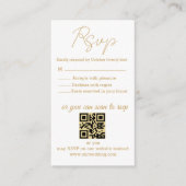 elegant eenvoudige gouden foto rsvp bruiloft qr co informatiekaartje (Voorkant)