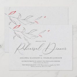 Elegant eenvoudige grijze en rode bloemen repetiti kaart