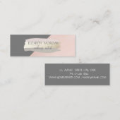 Elegant eenvoudige grijze, roze Folie penseelstree Mini Visitekaartje (Voorkant / Achterkant)