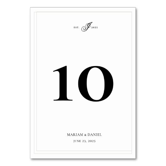 Elegant Eenvoudige Kalligrafie Monogram Witte Brui Kaart (Voorkant)