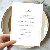 Elegant Eenvoudige Kalligrafie Monogram Witte Brui Kaart