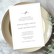 Elegant Eenvoudige Kalligrafie Monogram Witte Brui