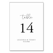 Elegant Eenvoudige Kalligrafie Trouwtafel Nummer Kaart (Voorkant)