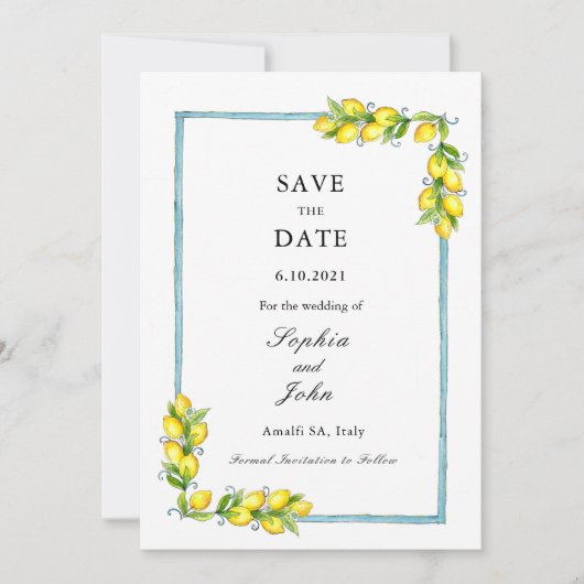 Elegant eenvoudige Lemons sparen de datum Save The Date (Voorkant)