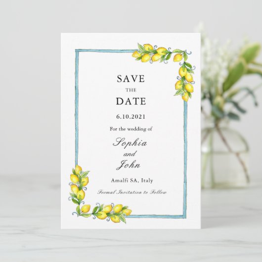 Elegant eenvoudige Lemons sparen de datum Save The Date (Staand voorkant)