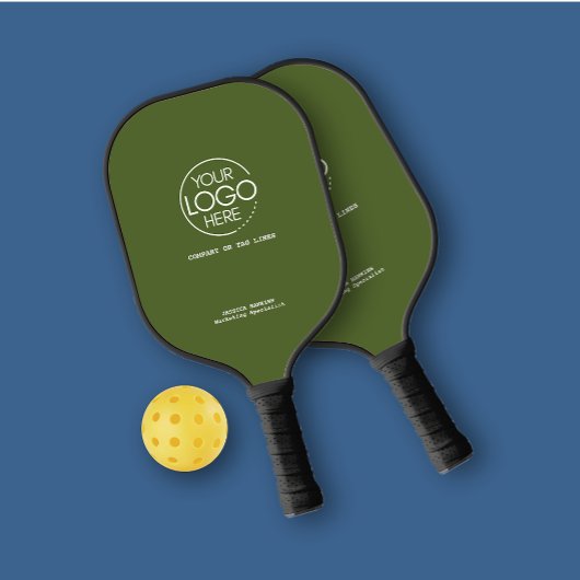 Elegant Eenvoudige Logo Olijfgroen Persoonlijk Pickleball Paddle