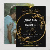 elegant & eenvoudige luxe gouden trouwuitnodiging kaart (Voorkant / Achterkant)