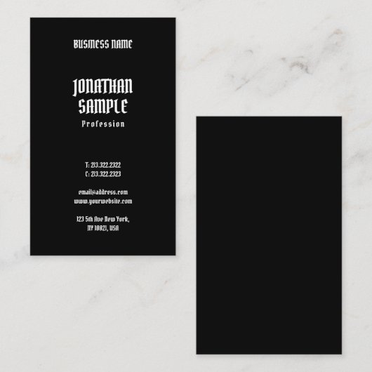 Elegant eenvoudige, moderne zwarte en witte Sjablo Visitekaartje (Voorkant / Achterkant)