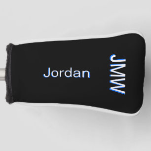 Elegant, Eenvoudige Naam Monogram Blauw, Wit, Doua Golfheadcover