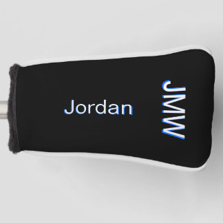 Elegant, Eenvoudige Naam Monogram Blauw, Wit, Doua Golfheadcover
