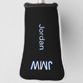 Elegant, Eenvoudige Naam Monogram Blauw, Wit, Doua Golfheadcover (Draai 90)