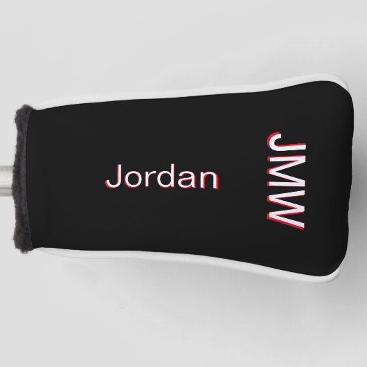 Elegant, eenvoudige naam Monogram rood wit Aangepa Golfheadcover (Voorkant)