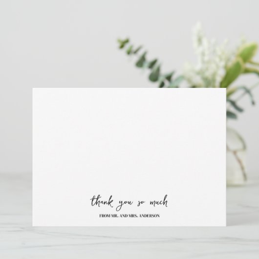 Elegant Eenvoudige Naam Script Foto Bruiloft Bedankkaart (Staand voorkant)