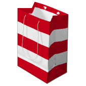 Elegant eenvoudige rode witte strepen medium cadeauzakje (Voorkant Gekanteld)