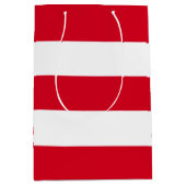 Elegant eenvoudige rode witte strepen medium cadeauzakje (Voorkant)