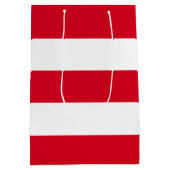 Elegant eenvoudige rode witte strepen medium cadeauzakje (Achterkant)