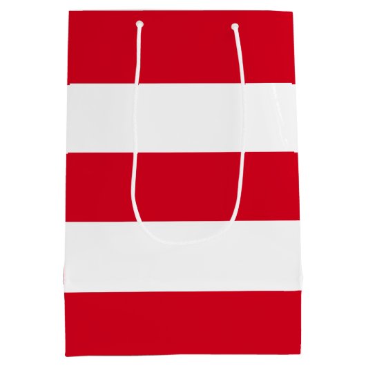 Elegant eenvoudige rode witte strepen medium cadeauzakje (Achterkant)