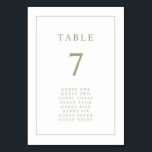 Elegant Eenvoudige Saliegroene Rand Trouw Kaart<br><div class="desc">Dit elegante en minimalistische rand trouwtafelnummer heeft een dunne saliegroene rand met saliegroene tekst en schrift. (Dit maakt deel uit van de Saliegroen & Marineblauw Botanische collectie die kan worden bekeken door op de bovenstaande link te klikken.)</div>