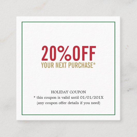 Elegant Eenvoudige Schoonheidssalon Vakantie Coupo Kortingskaartje (Voorkant)