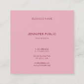 Elegant Eenvoudige Sjabloon Bord Roze Luxe Modern Vierkante Visitekaartje (Achterkant)