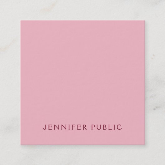 Elegant Eenvoudige Sjabloon Bord Roze Luxe Modern Vierkante Visitekaartje (Voorkant)
