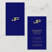 Elegant Eenvoudige Sjabloon Faux Gold Font Navy Bl Visitekaartje (Voorkant / Achterkant)