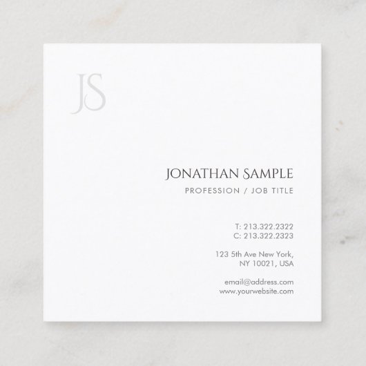 Elegant Eenvoudige Sjabloon Modern Minimalistisch  Vierkante Visitekaartje (Achterkant)