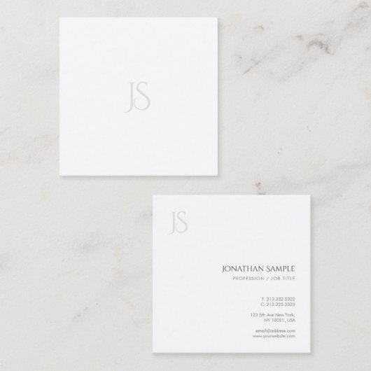 Elegant Eenvoudige Sjabloon Modern Minimalistisch  Vierkante Visitekaartje (Voorkant / Achterkant)