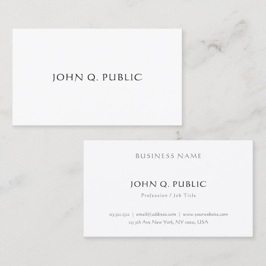 Elegant eenvoudige Sjabloon Modern minimalistisch Visitekaartje (Voorkant / Achterkant)