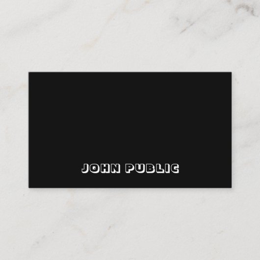 Elegant Eenvoudige Sjabloon Modern Zwart Wit B&W Visitekaartje (Voorkant)