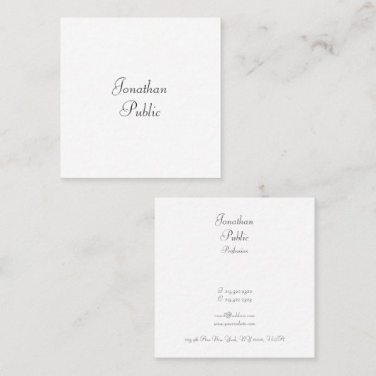 Elegant Eenvoudige Sjabloon van het Manuscript van Vierkante Visitekaartje (Voorkant / Achterkant)