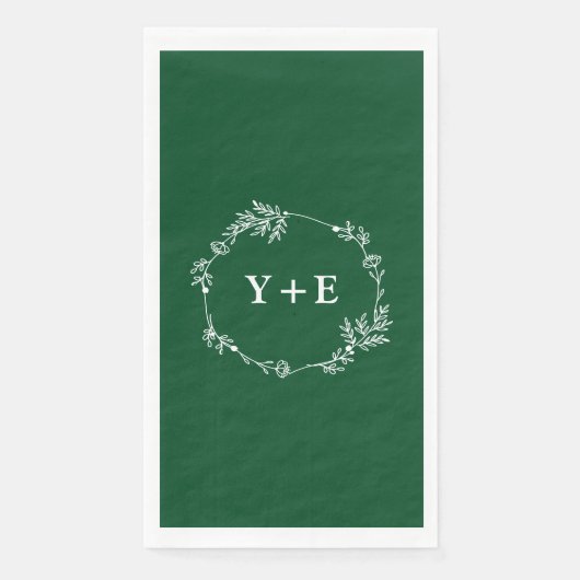 Elegant Eenvoudige Smaragd Groene Monogrammed Huwe Servet (Voorkant)