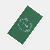 Elegant Eenvoudige Smaragd Groene Monogrammed Huwe Servet (Hoek)
