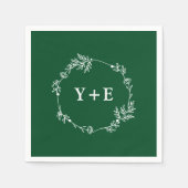 Elegant Eenvoudige Smaragd Groene Monogrammed Huwe Servet (Voorkant)