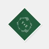 Elegant Eenvoudige Smaragd Groene Monogrammed Huwe Servet (Hoek)
