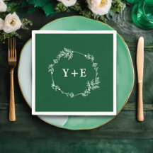 Elegant Eenvoudige Smaragd Groene Monogrammed Huwe