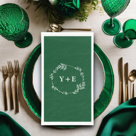 Elegant Eenvoudige Smaragd Groene Monogrammed Huwe Servet