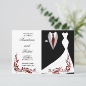 Elegant, eenvoudige trouwuitnodiging, trouwjurk kaart (Staand voorkant)