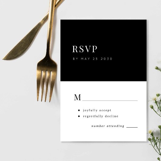 Elegant eenvoudige typografie minimale bruiloft RSVP kaartje