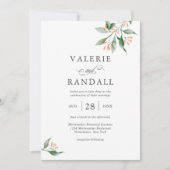 Elegant Eenvoudige Waterverf Botanische Bruiloft Kaart (Voorkant)