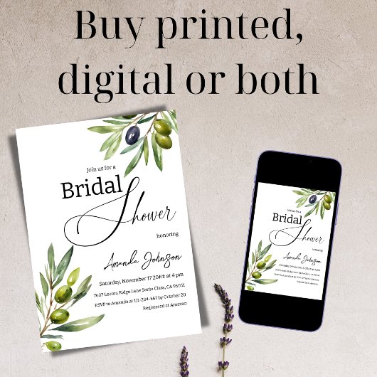 Elegant eenvoudige Waterverf Olijf Vrijgezellenfee Kaart