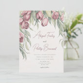 Elegant Eenvoudige Waterverf Tulip Lente Bruiloft Kaart (Staand voorkant)