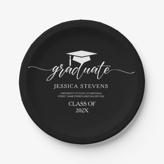 Elegant eenvoudige witte manuscriptkalligrafie op papieren bordje (Voorkant)