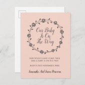 Elegant eenvoudige zwangerschapstrips en -knoppen aankondigingskaart (Voorkant / Achterkant)