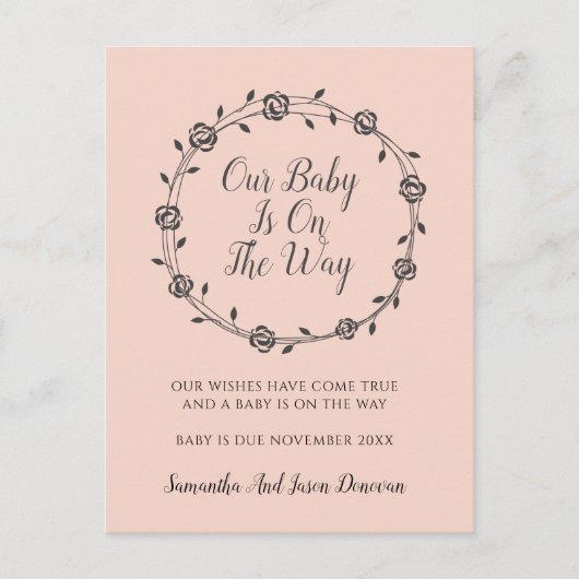 Elegant eenvoudige zwangerschapstrips en -knoppen aankondigingskaart (Voorkant)